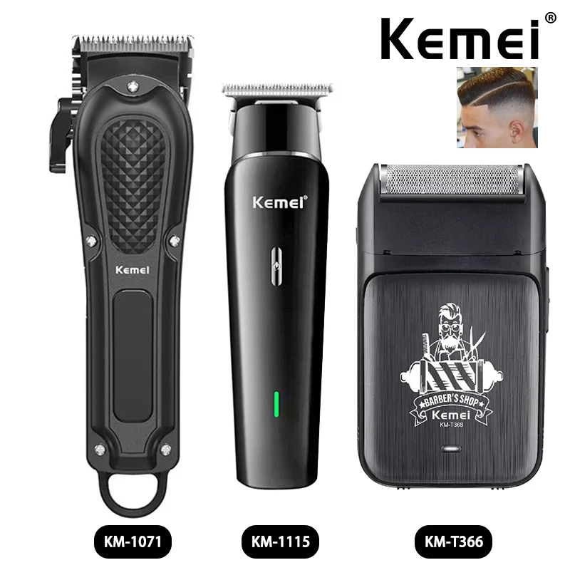 

Kemei Original Rechargeable Hair Clippers Cordless Electric Hair Trimmer Electric Shaver For Men KM-1071,1115,T366,Kit1,Kit2,Kit