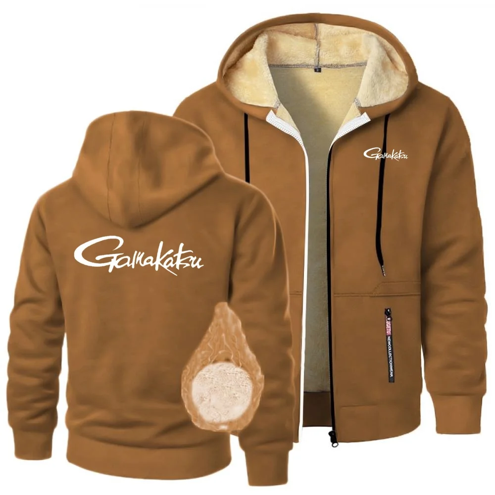 ملابس رياضية غير رسمية معاطف Gamakatsu الصيد رجالي أبلى قلنسوة بسحاب بلوزات الشتاء امبسوول الصوف رشاقته سترة رياضية #3