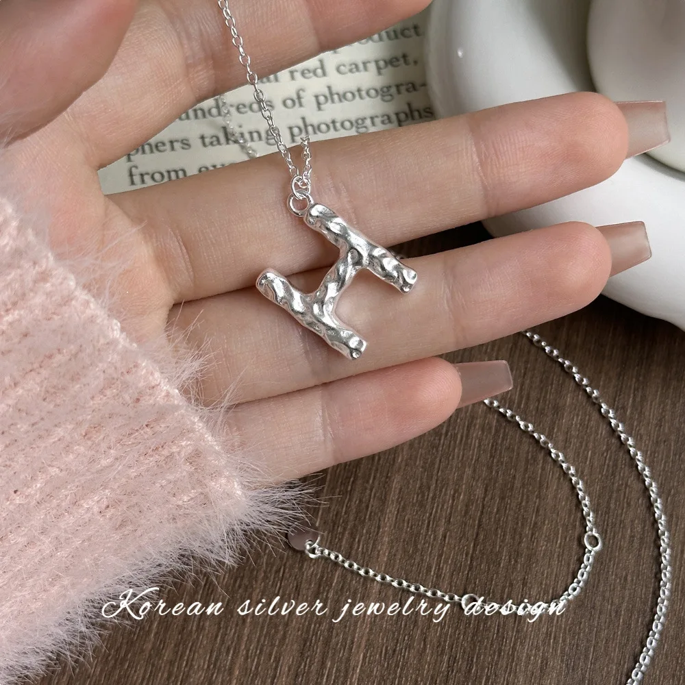 

CHOZON S925 Solid Silver H Pendant Necklace Minimalist Wholesale Dainty Layering Jewelry for Women