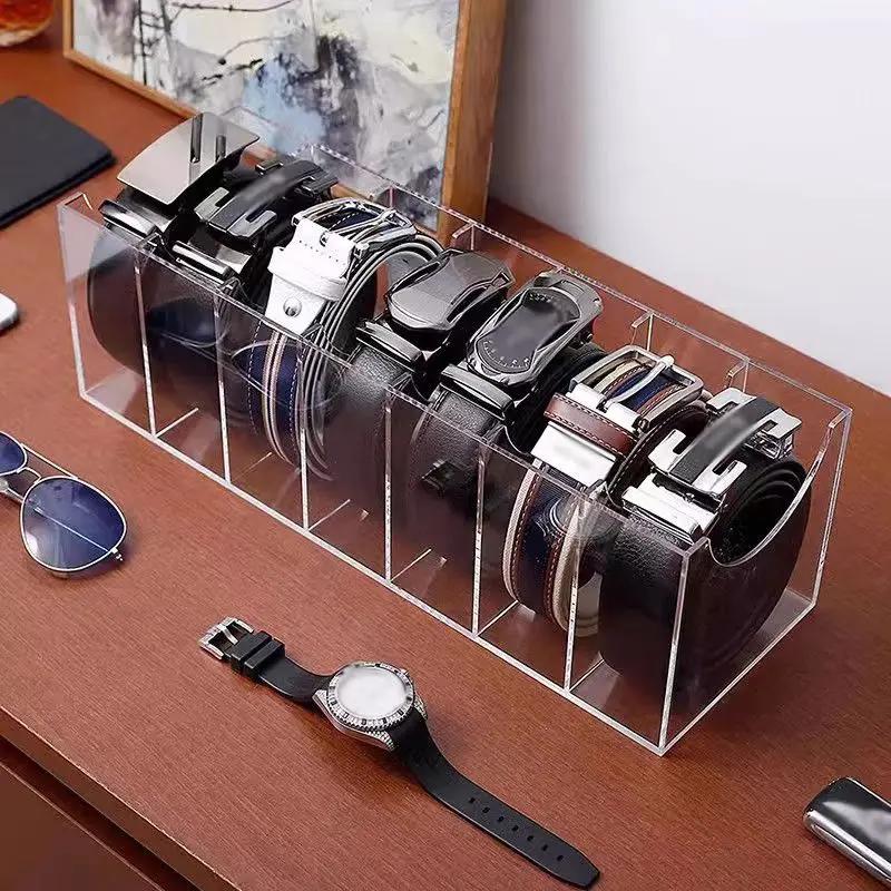 

Clear Acrylic Storage Box, 1-9 Compartments, Belt Storage Box, Household Tie Storage Box, Jewellery, Watch Display Box