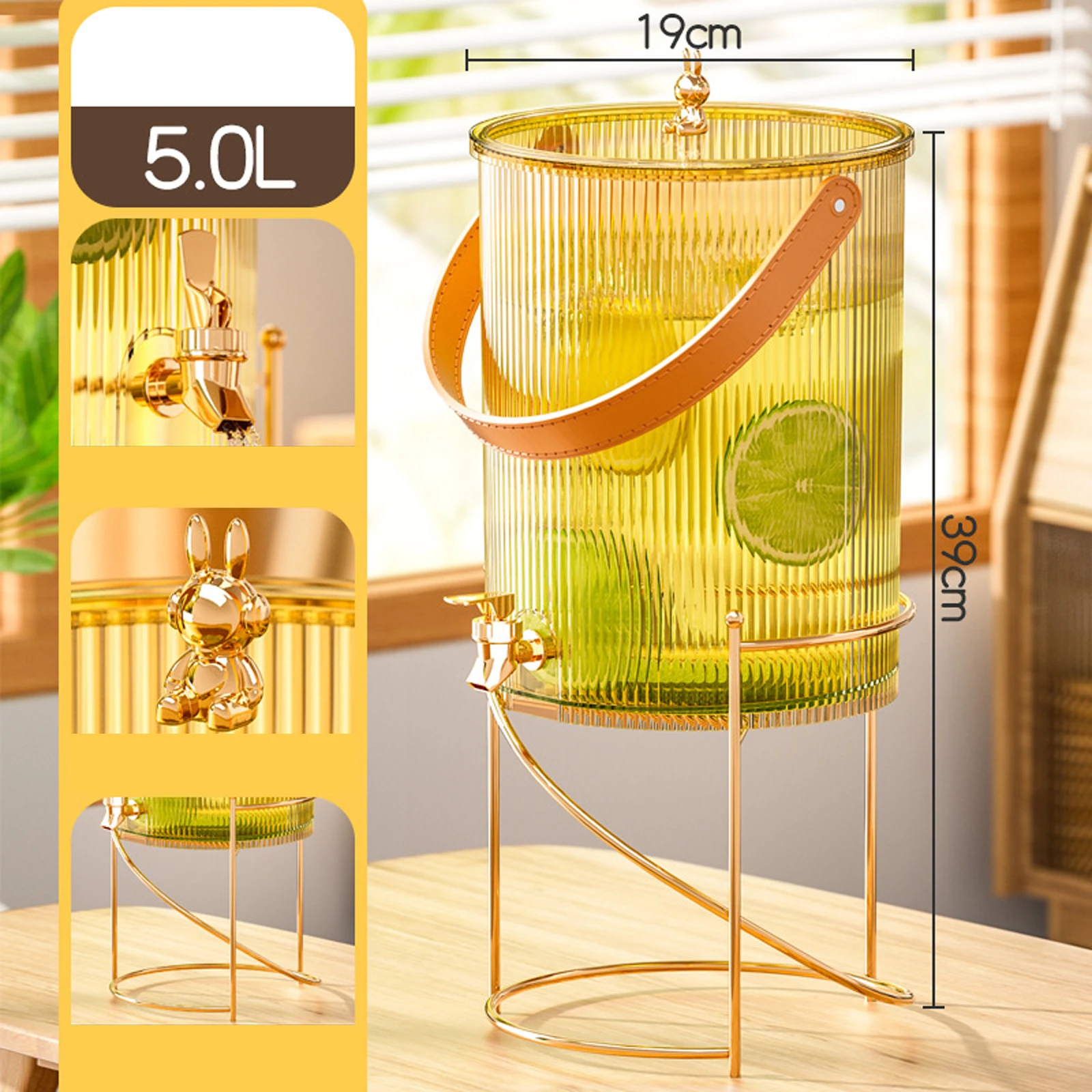 3.5L/5L Cold Water Kettle With Faucet Set Large Capacity Household Cold Water Kettle Fruit Tea Beverage Bucket Juice Bucket