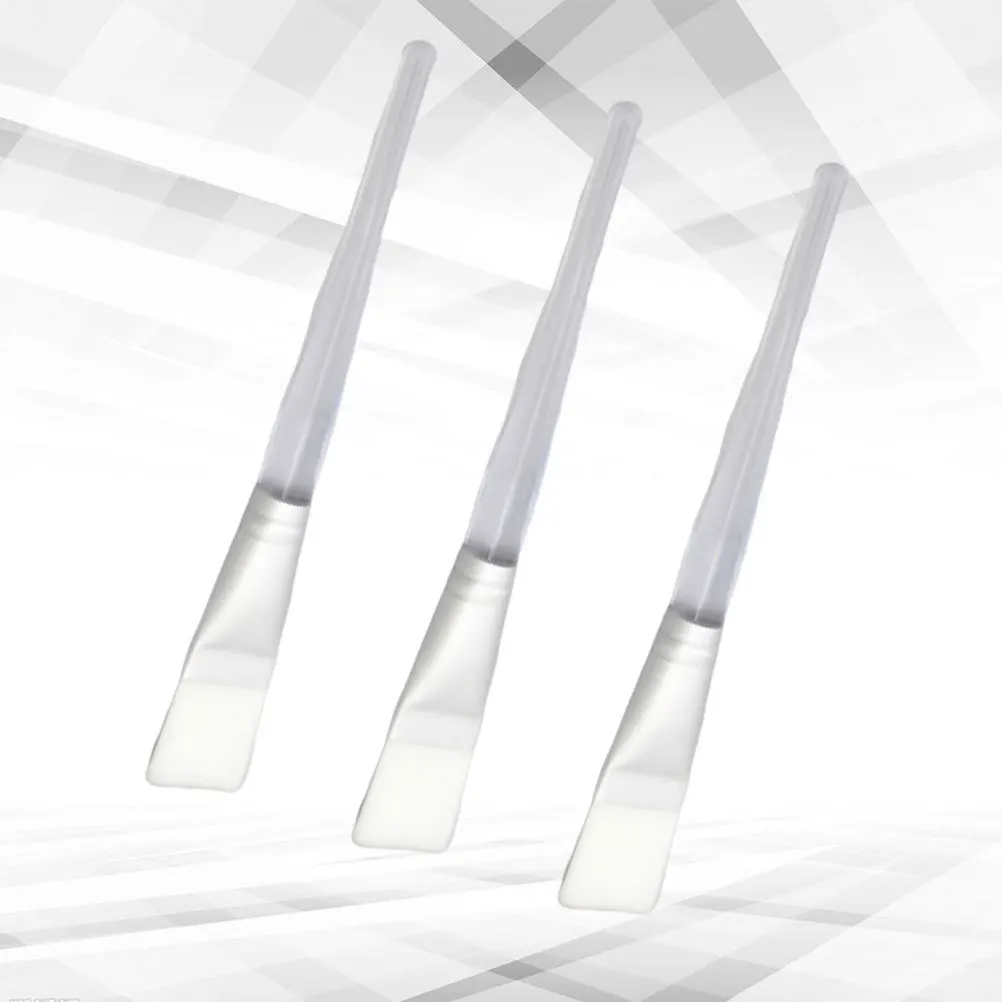 مجموعة فرش قناع الوجه الكريستالية الشفافة المكونة من 3 قطع، متينة ومريحة لمنصعب الوصول إلى المناطق والحواجب والشفاه والأنف باللون الأبيض