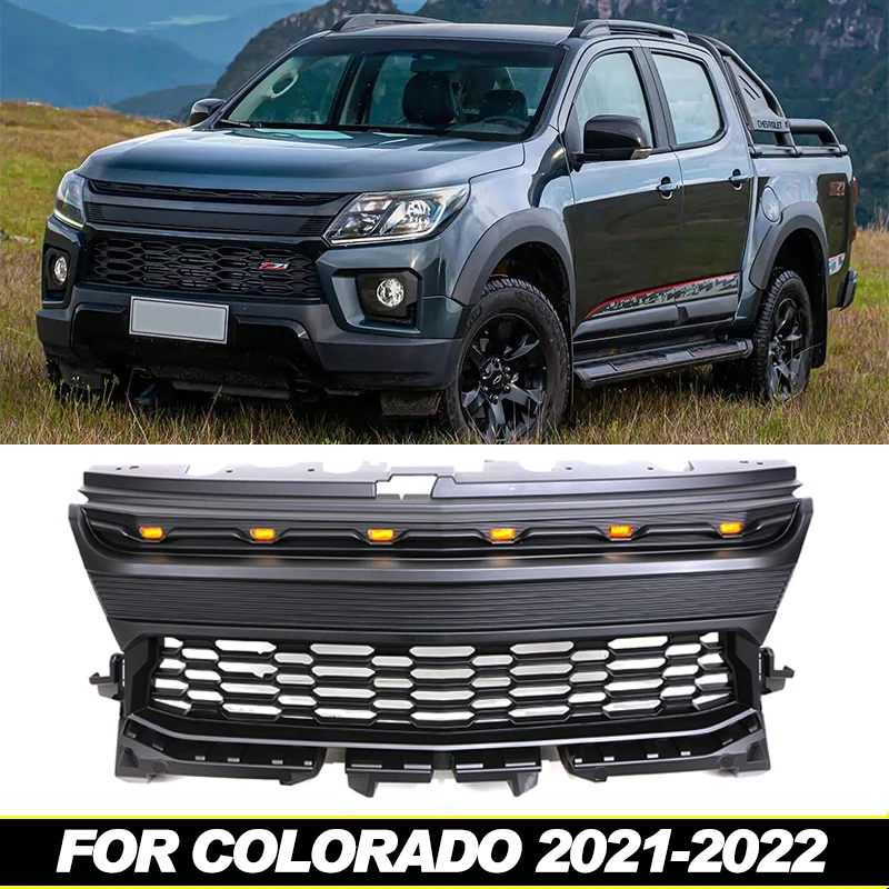 Front Grill W/Light Fits For Chevrolet  Colorado 2021-2022 modification Racing Grill