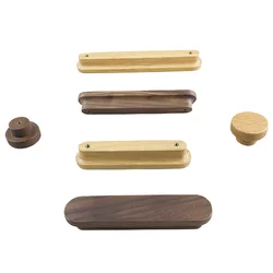 Nordic Wood Furniture Handles OAK Walnut Knob Wooden T Bar Wardrobe Pulls Luxury Decoration Wooden Funiture Hardware