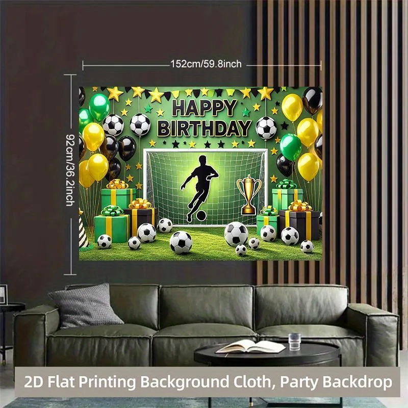 2D-Flachdruck-Hintergrundbanner 1 Stück, Hintergrundtuch für Fußball-Geburtstagsparty-Dekoration, multifunktionales Fotografie-Hintergrundtuch – Detail 3
