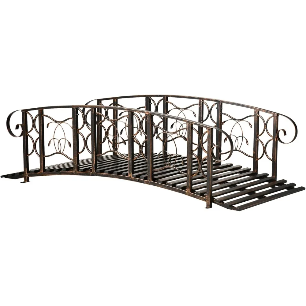 

Outsunny 6' Metal Arch Backyard Garden Bridge with 660 lbs. Weight Capacity, Safety Siderails, Vine Motifs, Easy Assembly for Ba
