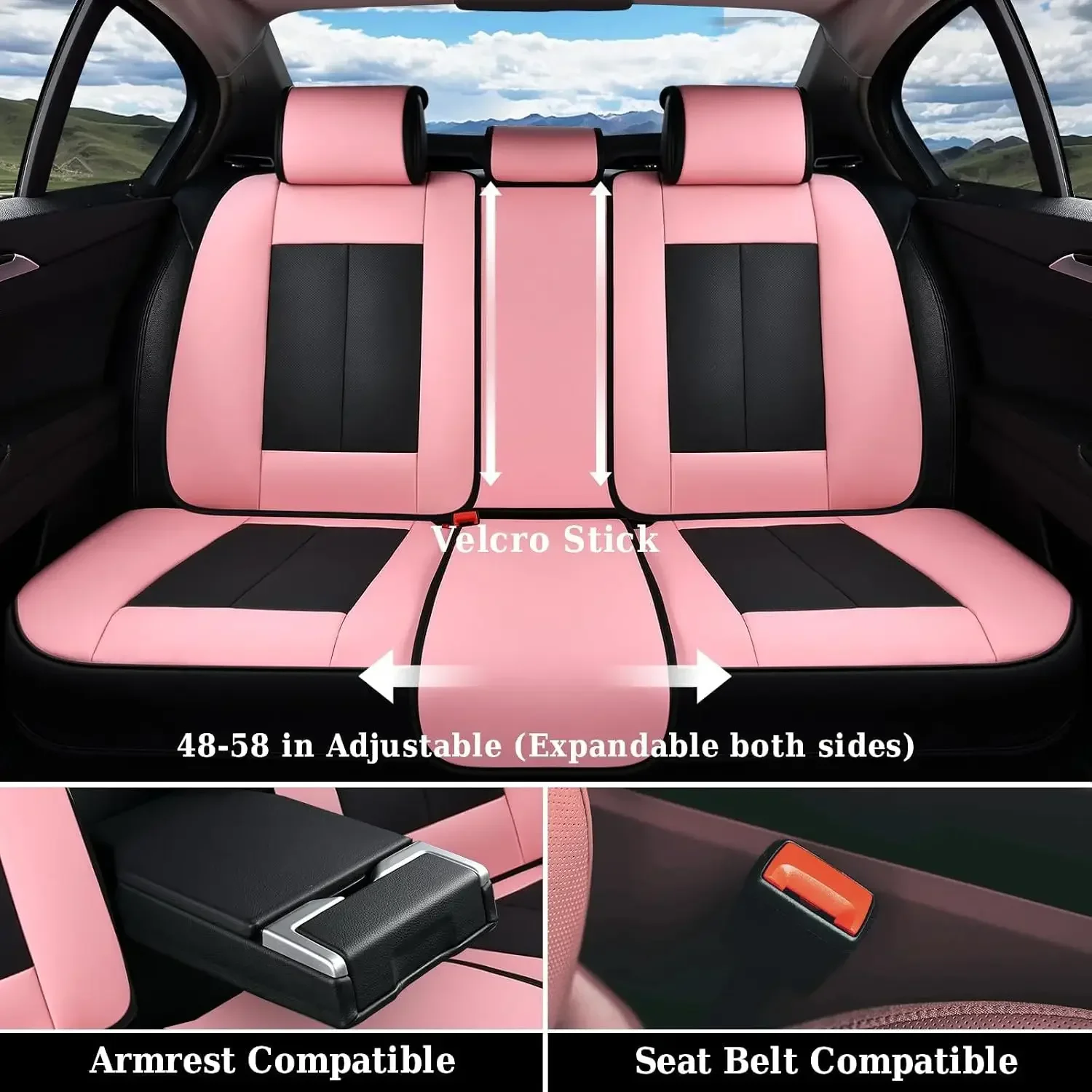 Car Seat Covers Full Set, Waterproof Nappa Leather Seat Covers for Car, Car Seat Protector with Lumbar Support, Automotive