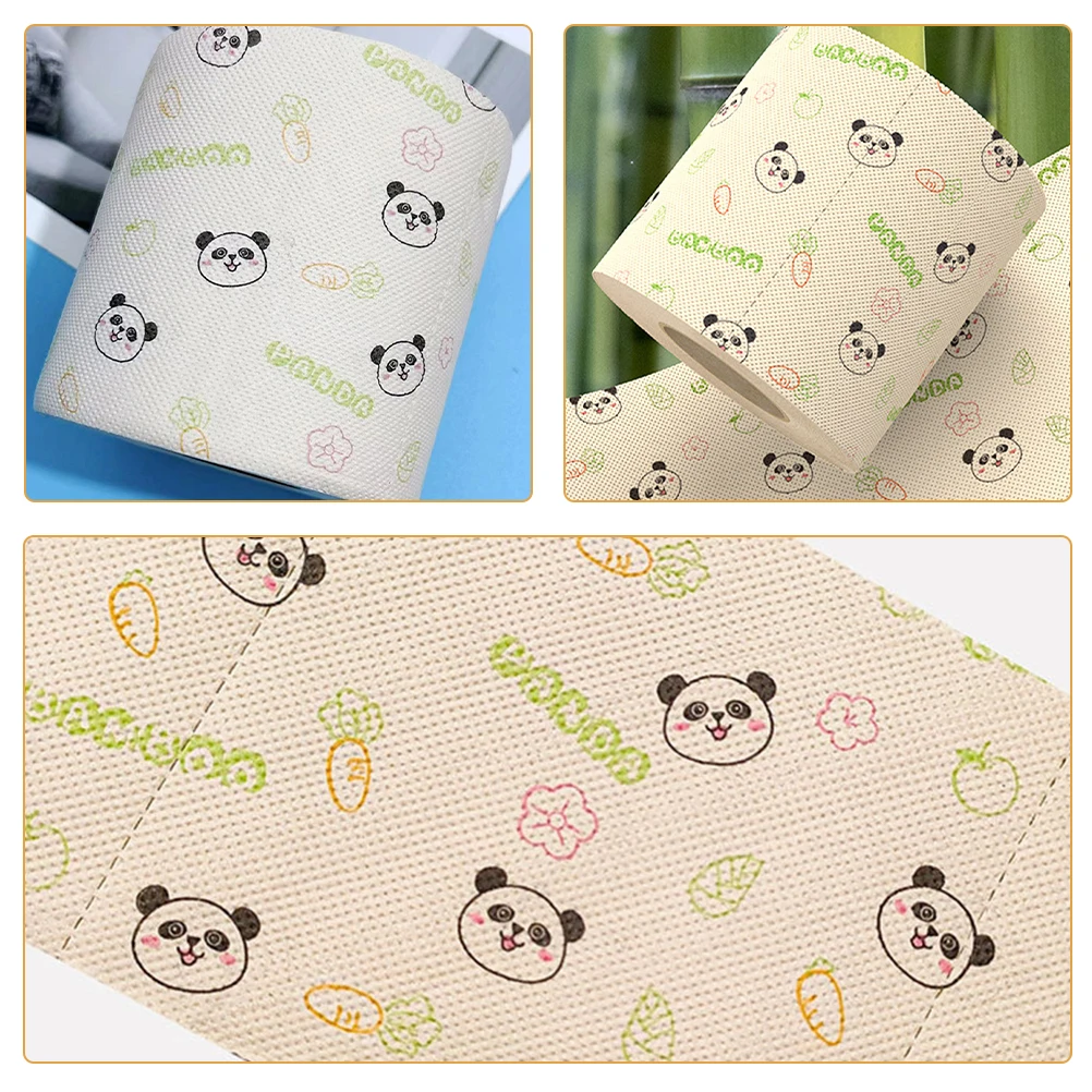 Panda Print Bamboo Pulp Toilet Tissues Hand Towels Kitchen Bathroom Cover Patterned Decorations Soft Longlasting