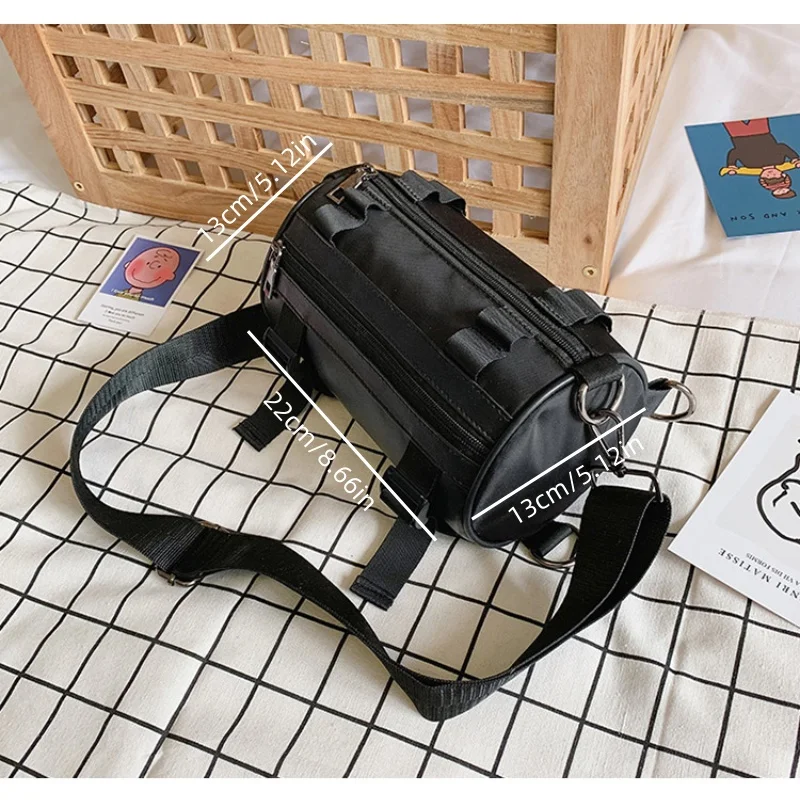 The New Trend Sports Wind Cylinder Bag Female Bag Foreign Air Texture All Oblique Span Single Shoulder Pillow Bag Pure Color