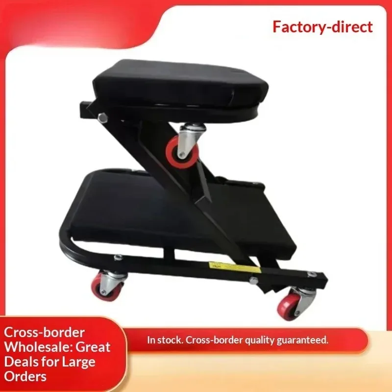 Low Foldable Padded Headrest Swivel Casters Lying Board Profile Rolling Car Creeper Heavy Duty Steel Frame Mechanic Garage