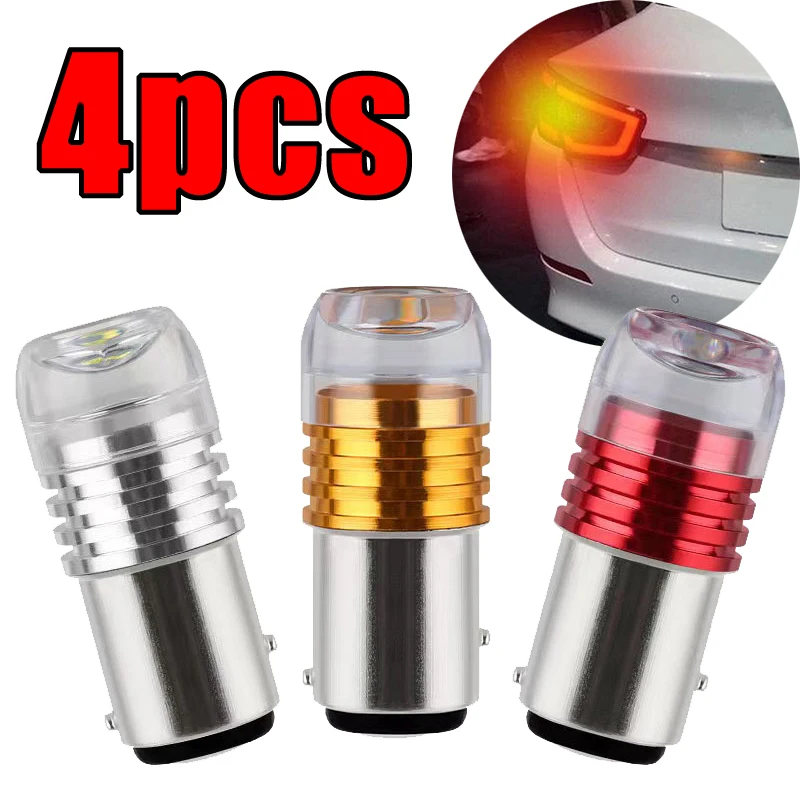 4pcs Motorcycle Car LED Lights White/Red/yellow Strobe Lamp Bulbs Brake Turn Signal Tail Flashing Lights 12V Moto Accessories