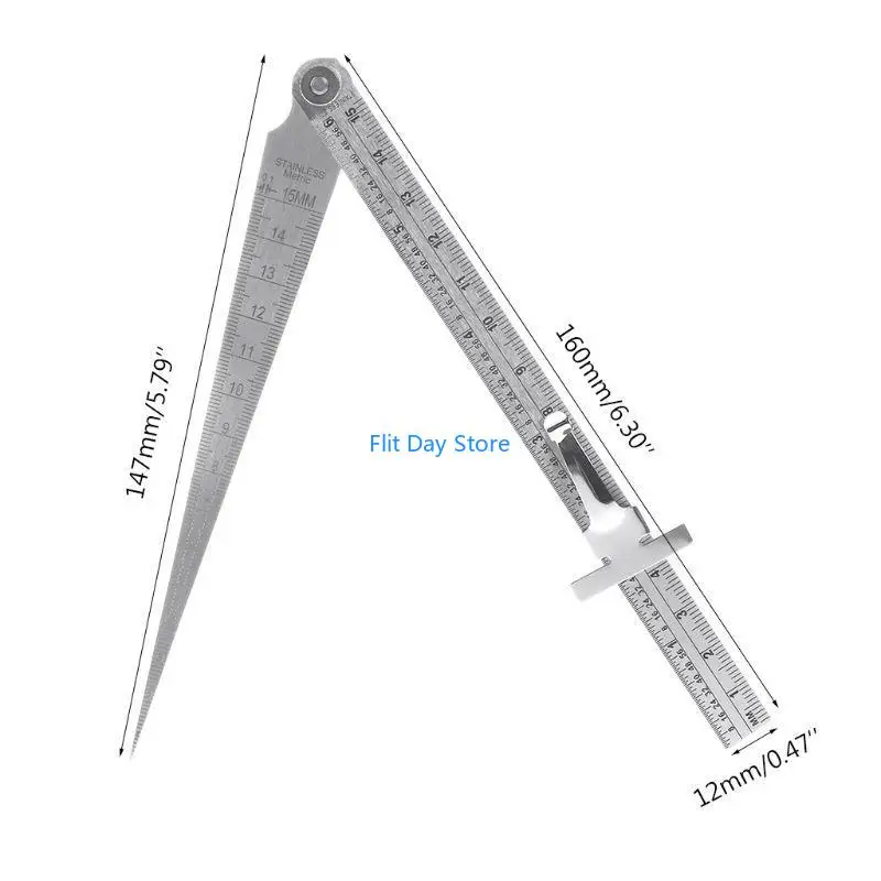 F92C Stainless Steel Welding Taper Gage Feeler Gauge Hole Inspection Test Ruler