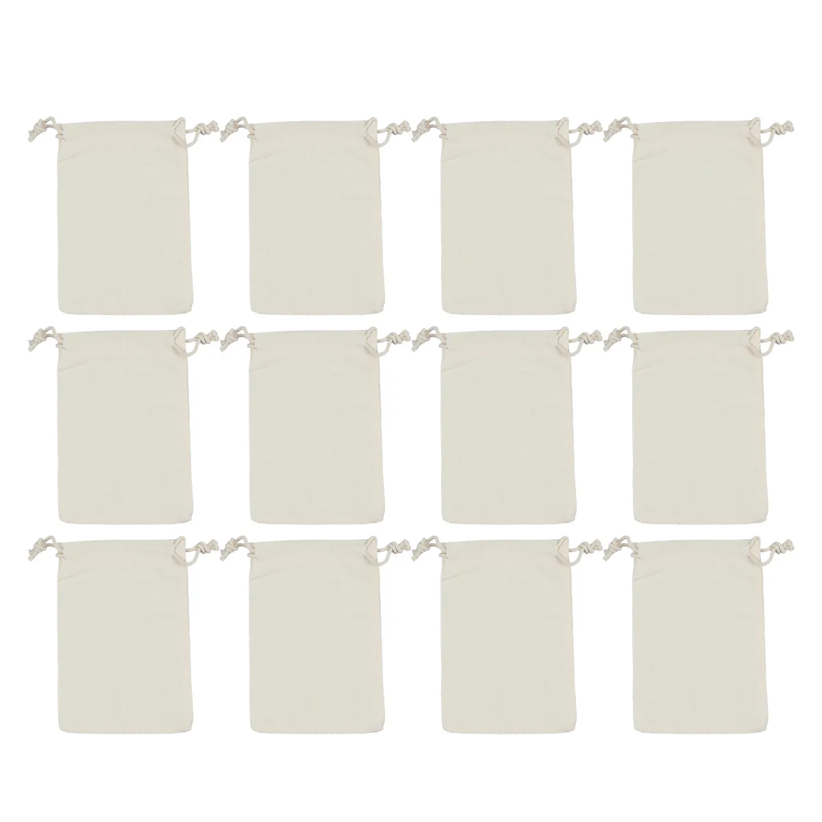 

12 Pcs Beige Cotton Drawstring Bags 10x14 5cm Gift Bags for Jewelry Party Wedding Organza Pouches Storage Decorations