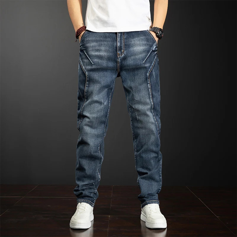 

Spring and summer new styles men's fashion patchwork jeans Thin summer straight slim men's denim trousers Size 28-44