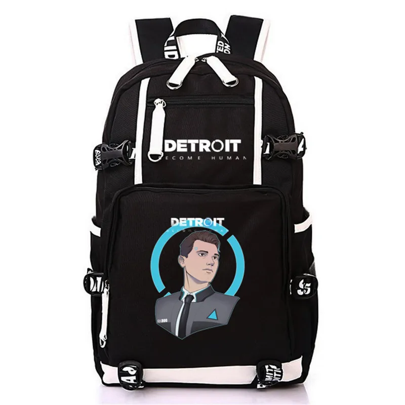 Anime Detroit Become Human Game USB Backpack Bag School Backpacks Laptop Shoulder Bags Cosplay Mochila
