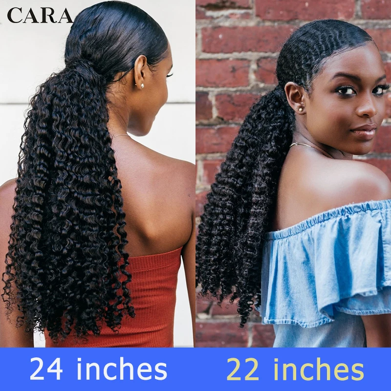 Afro Kinky Curly Clip-In Extensão do Cabelo Humano para Mulheres, Drawstring Ponytail, Cabelo Mongol, Envoltório, 3C, 4A