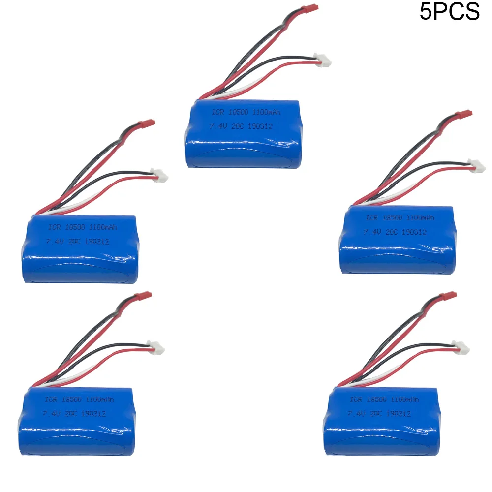 5PCS 7.4V 1100mah Lipo Battery For MJX T10 T11 T34 18500 toys battery for HQ 827 871 7.4 V 1100 mah  For RC helicopter toy parts