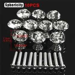 10Pcs/Set 20mm Crystal Glass Knobs Cupboard Drawer Pull Handle Diamond Shape Kitchen Cabinet Door Wardrobe Handles Hardware