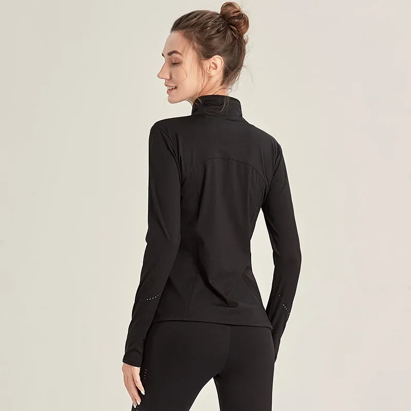 Рубашка для йоги с длинным рукавом, женская рубашка для фитнеса и йоги на молнии, зимний теплый топ для спортзала, спортивная одежда, пальто для бега, рубашка для йоги, женская