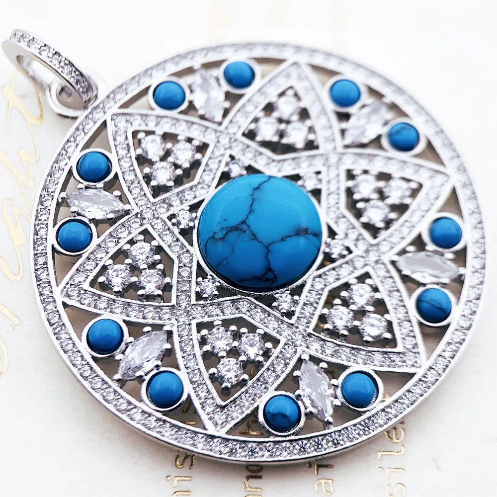 Wisiorek Niebieski Ornament Brand New Fashion Glam Biżuteria Europa 925 Sterling Silver Akcesoria Soul Prezent dla kobiet — zdjęcie 5