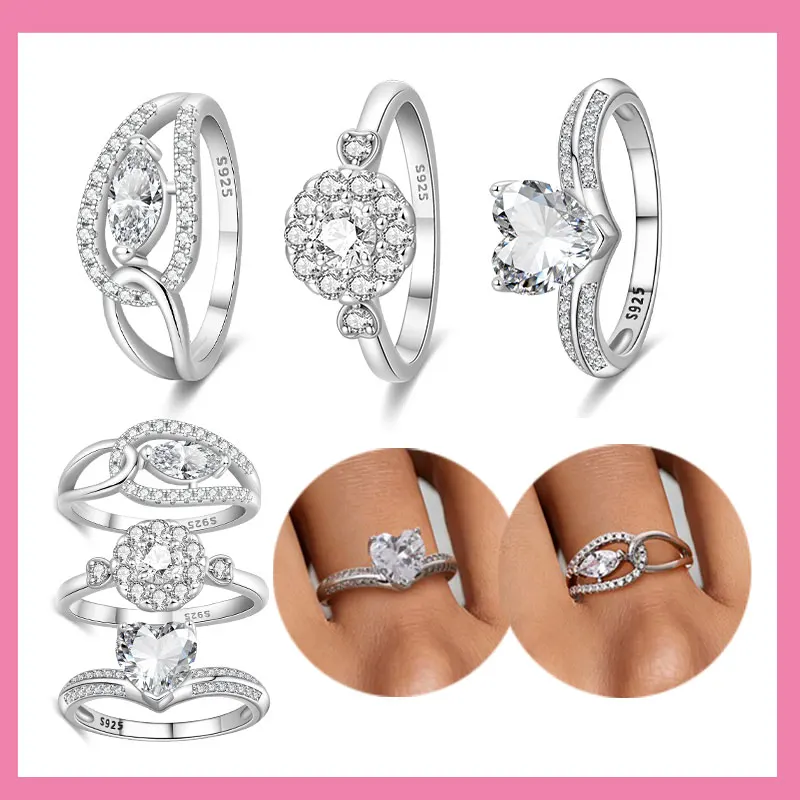 

Оригинальное кольцо из стерлингового серебра 925 пробы с сердцем в имя любви, женский подарок на годовщину, обручальные кольца для женщин, мужские ювелирные изделия