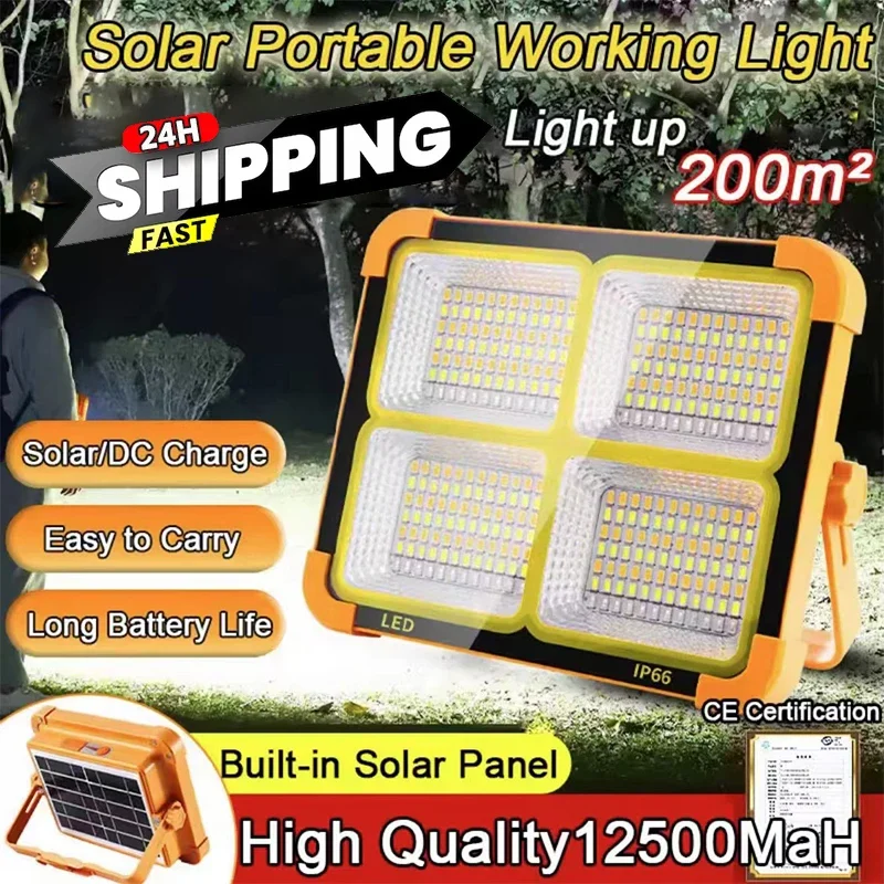 

4800MAH Solar Camping Light Lantern Emergency Night Market Light Rechargeable Portable LED Tent Lamp Outdoor Lighting