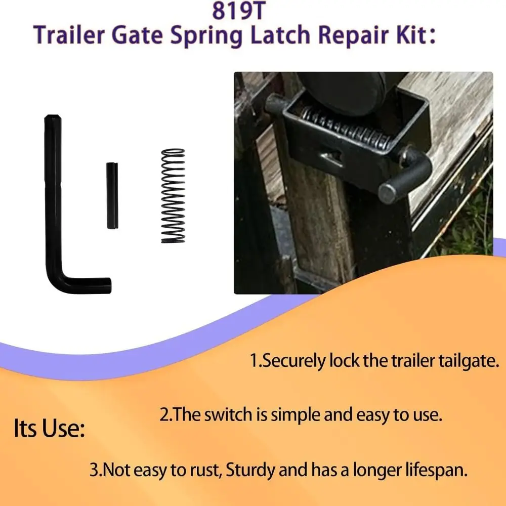 

Professional Steel Trailer Gate Pin Heavy Duty Multi-functional Trailer Gate Latch 819T Anti Rust Spring Latch Kit Gate Hardware