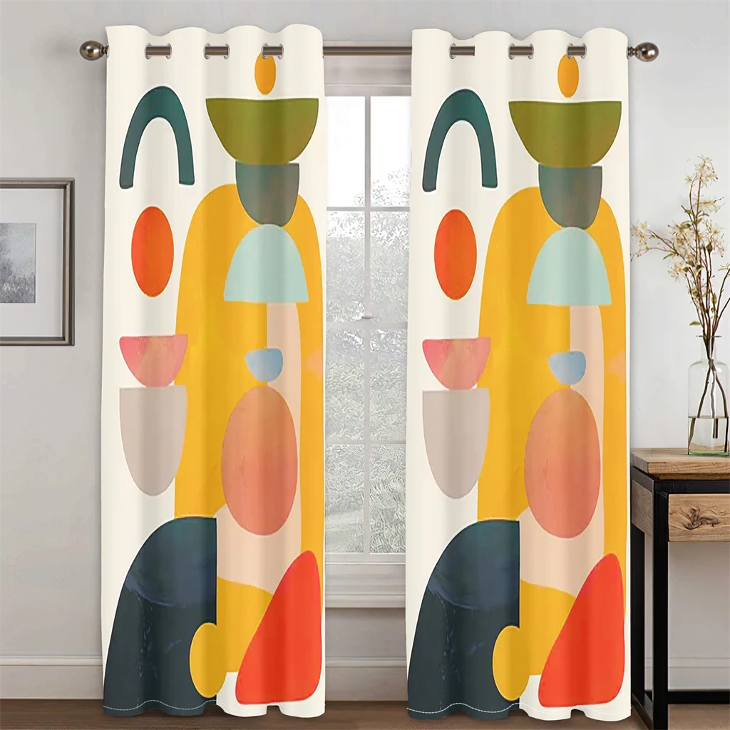 Modern Minimalist Style Colorful Creative Stone Print Curtains 2 Panels Living Room Bedroom kids Room Kitchen Bathroom Decor