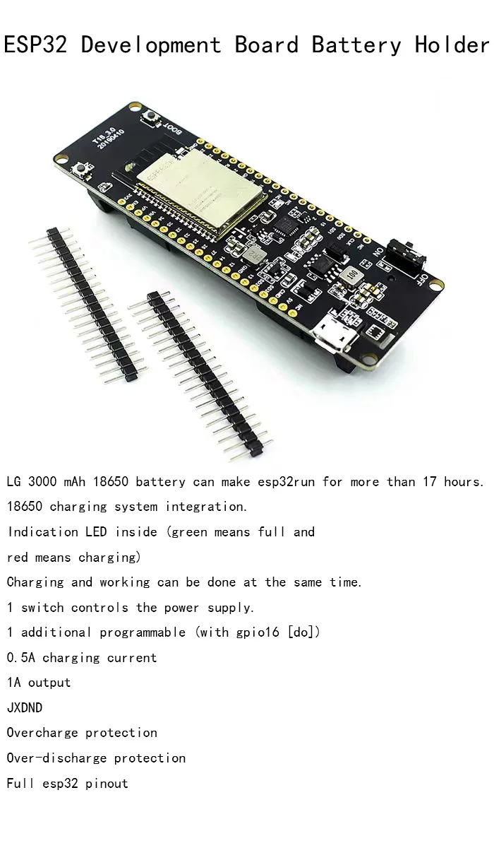 Imagem -02 - Ttgo T-energy T18 Módulo Wifi e Bluetooth Bateria 18650 Esp32 Placa de Desenvolvimento Wrover