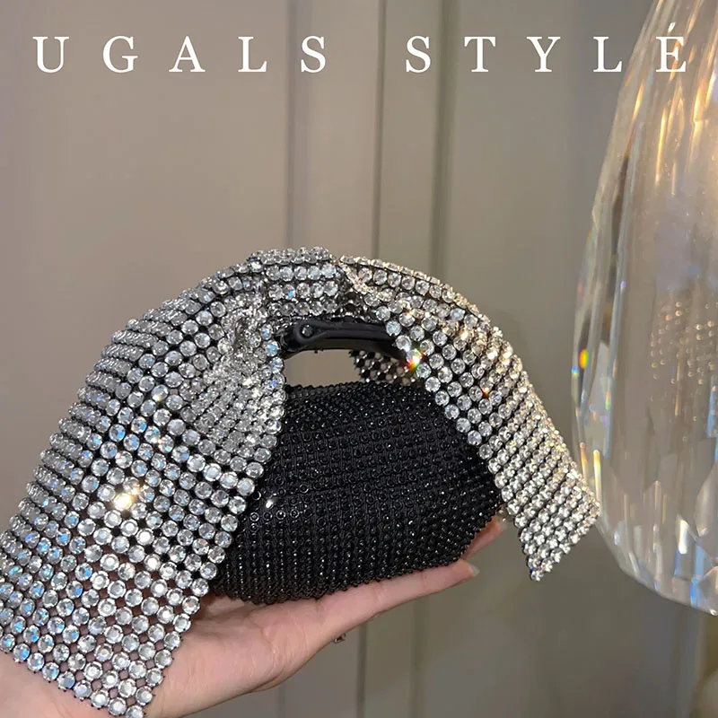 

Shiny Rhinestones Bow Evening Clutch Party Bags For Women Luxury Designer Handbag And Purses 2025 New Fashion Diamond Mini Tote