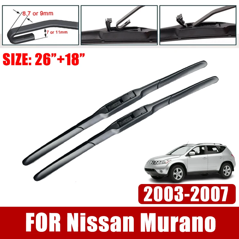 

Car Wiper Blade For Nissan Murano Z50 2003 2004 2005 2006 2007 Front Rubber Sticker Windscreen Windshield Wiper Auto Accessories