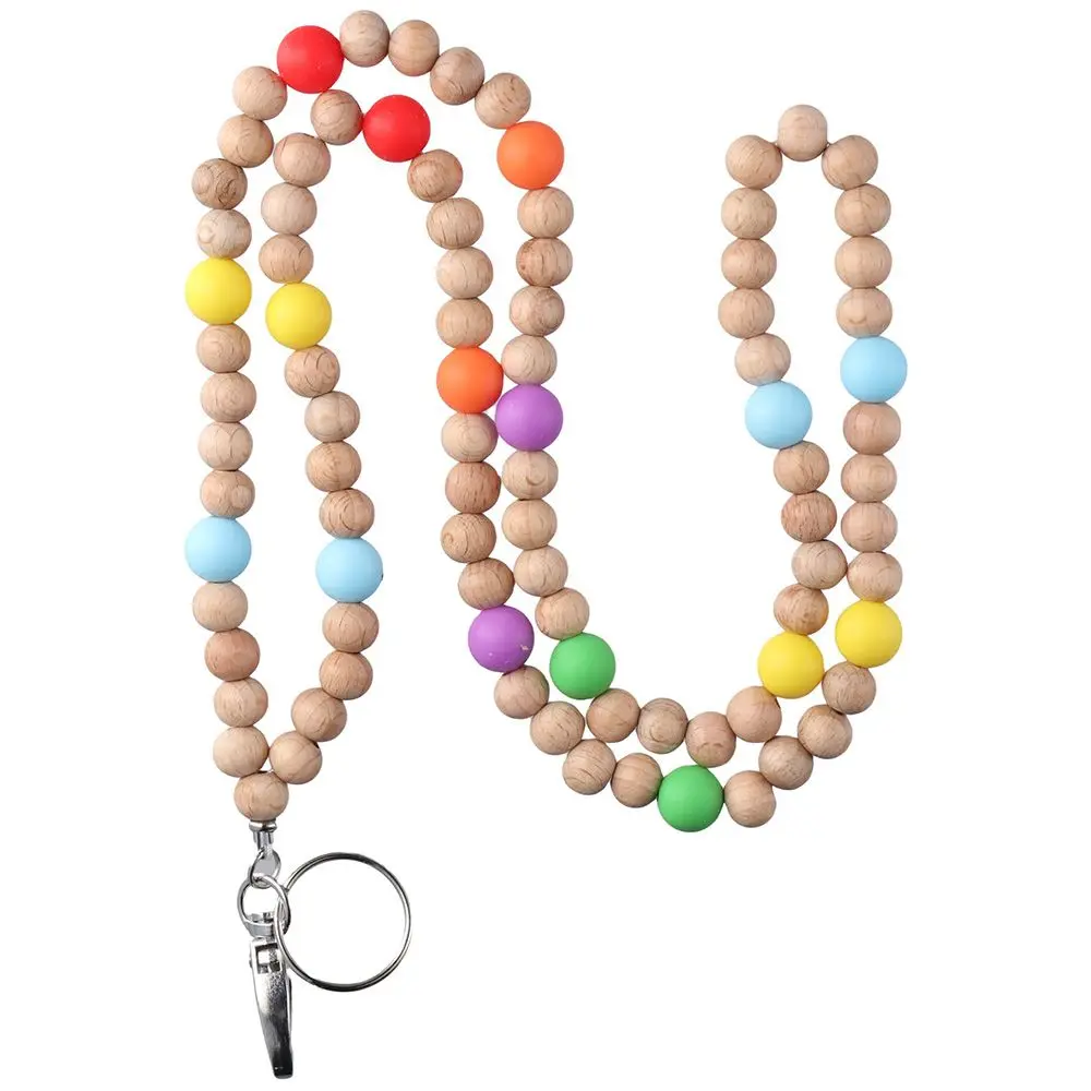 Id Badges Key chain New Wood beads Lanyards Id Card Holder Badge Holder Office