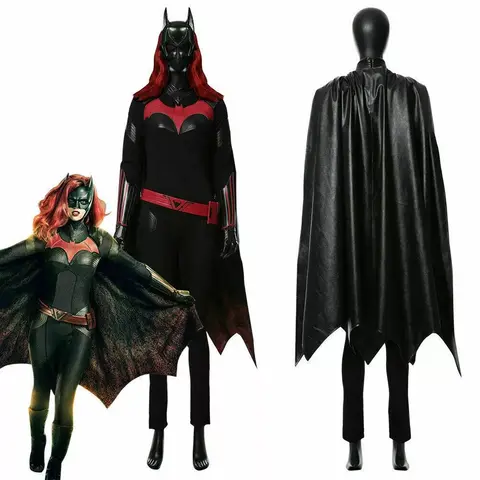 Batwoman Katherine Rebecca Kate Kane Cosplay Costume Jumpsuit Cloak Cape Cosplay Costume