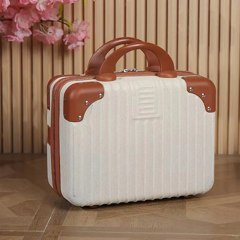 Valise Vintage Solide de 14 Pouces pour Étudiant, Petite Trousse de Maquillage, pour Document, Mini Boîte Cadeau de Vacances