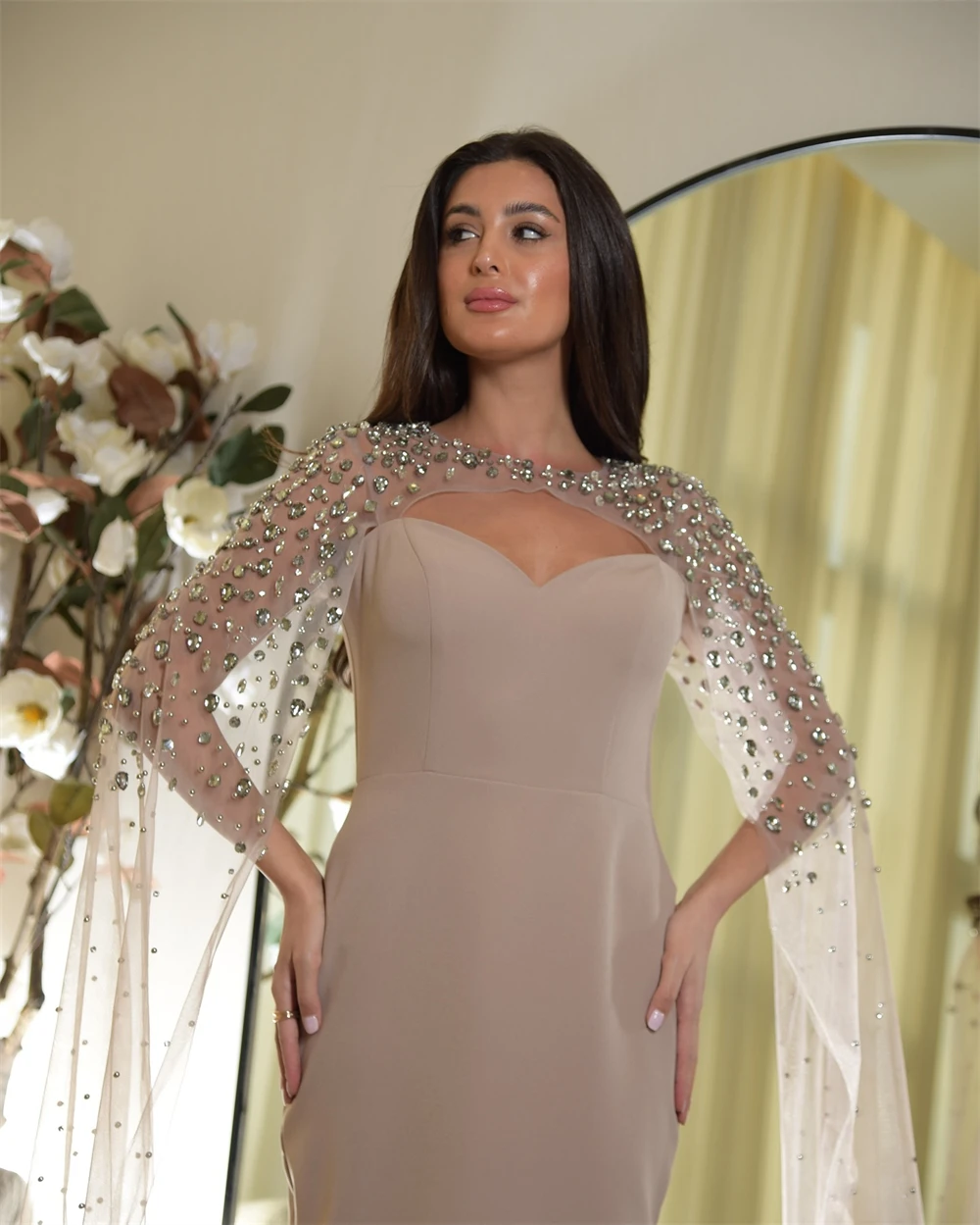 

Customized Simple Jersey Evening Dresses Classic Strapless Watteau Train Homecoming Dresses Formal Special Occasion Gowns