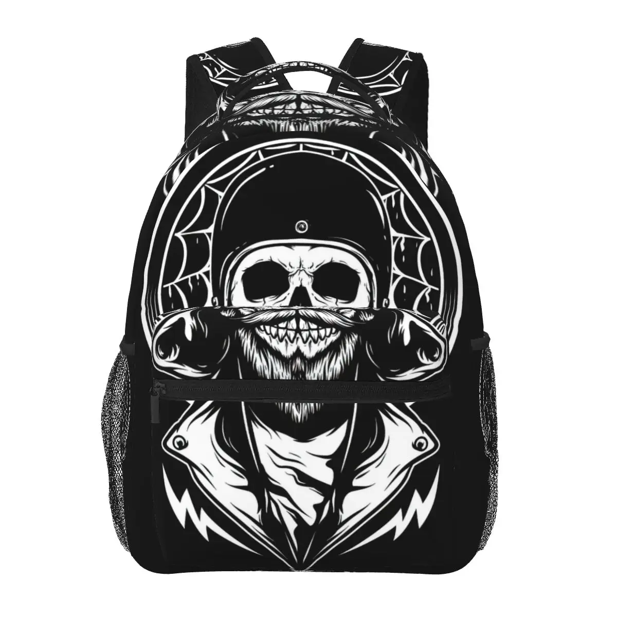 

Skull Wearing Retro Bike Helmet Backpack for Girls Boys Travel RucksackBackpacks for Teenage school bag