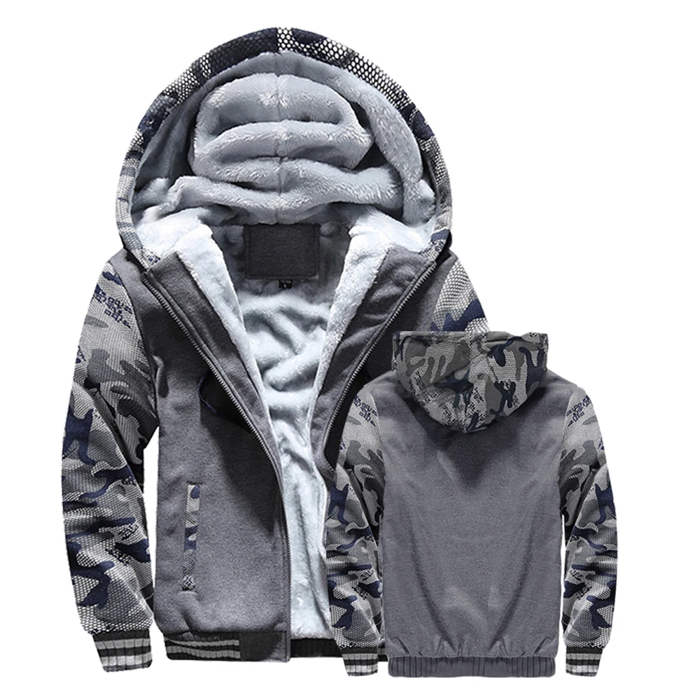 Männer Winter Trainingsanzug Sets Dicke Warme Jacke Zipper Mit Kapuze Sweatshirt Mantel + Hosen Marke Sportswear Casual Fleece Outwear Hoody – Detail 8