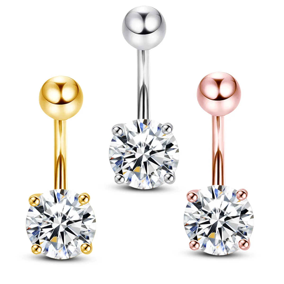 Moissanite Navel Nail Piercings Belly Button Rings Piercing Body Jewelry Real 925 sterling silver Sexy Body Jewelry for Women