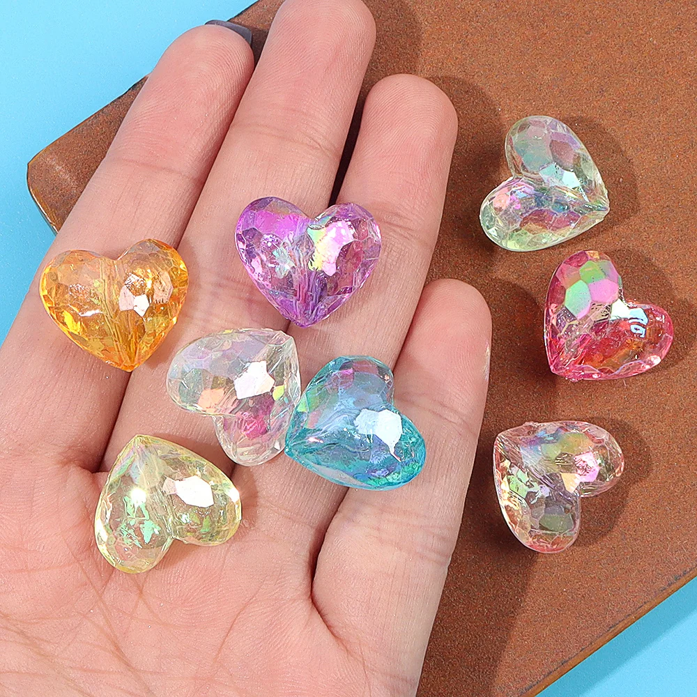 4/14/24 قطعة خرز على شكل قلب متعدد الألوان ، أساور يدوية قلائد أقراط ، إكسسوارات تزيين حفلات عيد الحب والعطلات #2