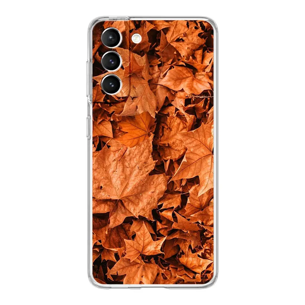 Leaves Maple Leaf Autumn Phone Case For Samsung Galaxy S21 Plus S20 FE S22 Ultra 5G S10E S10 S9 S8 Note 20 10 Lite Clear Cover