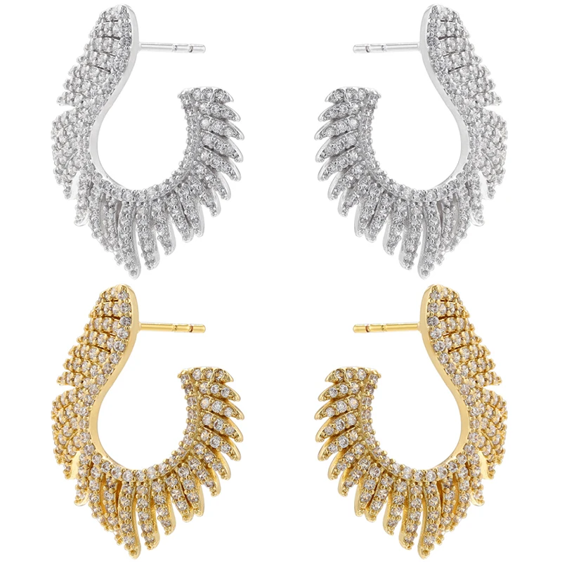 ZHUKOU Special Shape stud Earrings for women Gold color Cubic Zircon small hoop Earrings Fashion Jewelry Wholesale VE907