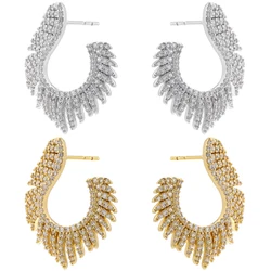 ZHUKOU Special Shape stud Earrings for women Gold color Cubic Zircon small hoop Earrings Fashion Jewelry Wholesale VE907