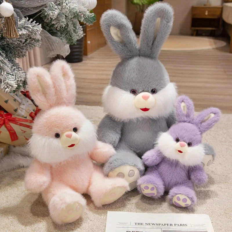 

New Cute High Quality Cartoon Colorful Rabbit Plush Doll Long Hair Happy Animal Stuffed Toy Home Decor Comforting Gift For Child