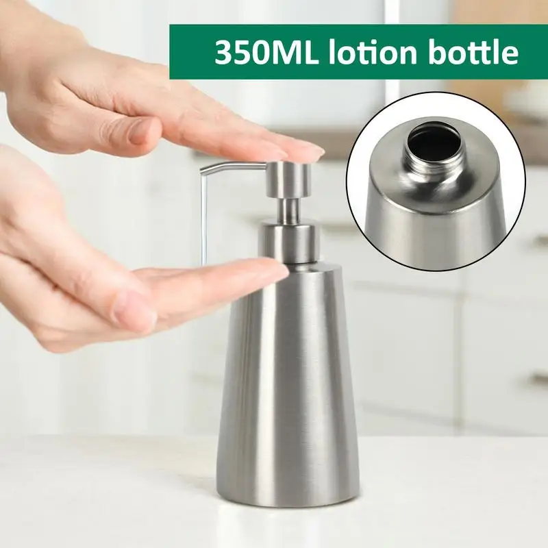 Dispensador de jabón líquido de acero inoxidable, contenedor de jabón para baño, botella dispensadora de loción y champú, soporte para desinfectante