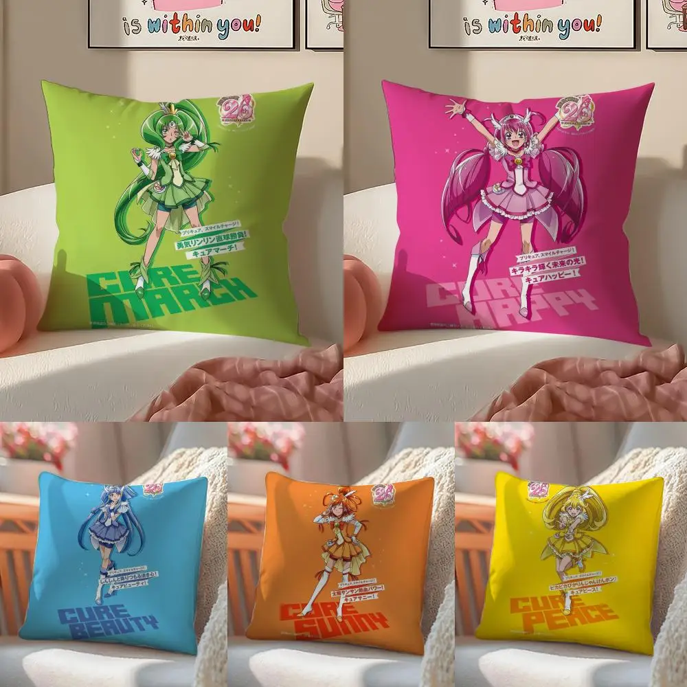 Cartoon S-Smile P-Precures Cushion Cover Soft Plush Throw Pillow Cover | Double-Sided Cushion Case | Sofa Bedroom Home Decor