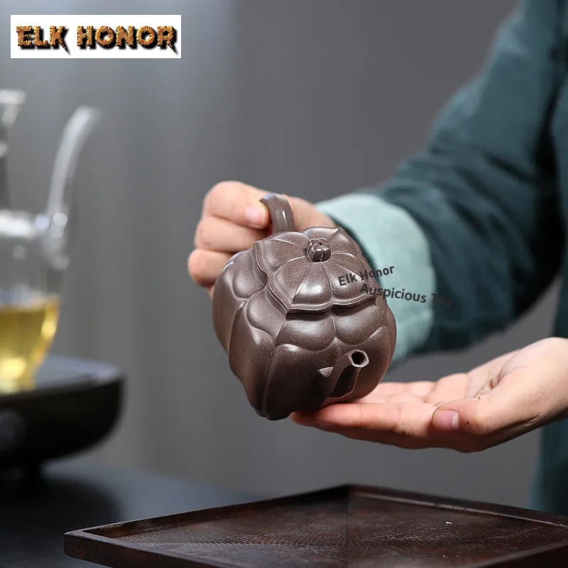 270ml High-end Yixing Purple Clay Teapots Handmade Square Pot Raw Ore Purple Mud Tea Soaking Kettle Chinese Zisha Tea Set Gift