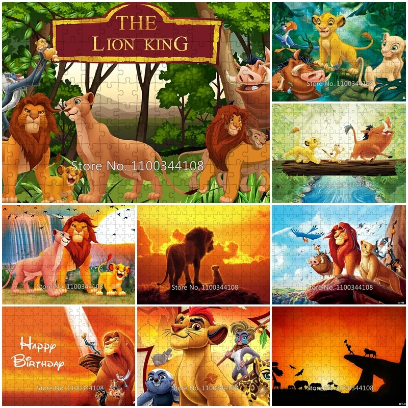 

300/500/1000 Pieces Disney The Lion King Jigsaw Puzzles Disney Cartoon Characters Simba Puzzle Educational Creative Kids Toys