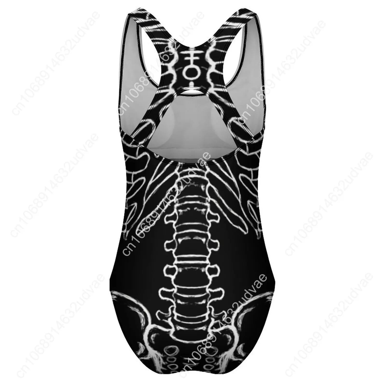 Traje de baño con gráfico de esqueleto Magic Dread Punk, traje de baño de una pieza para vacaciones, trajes de baño para Surf, Monokini sin mangas, ropa de playa con realce para mujer