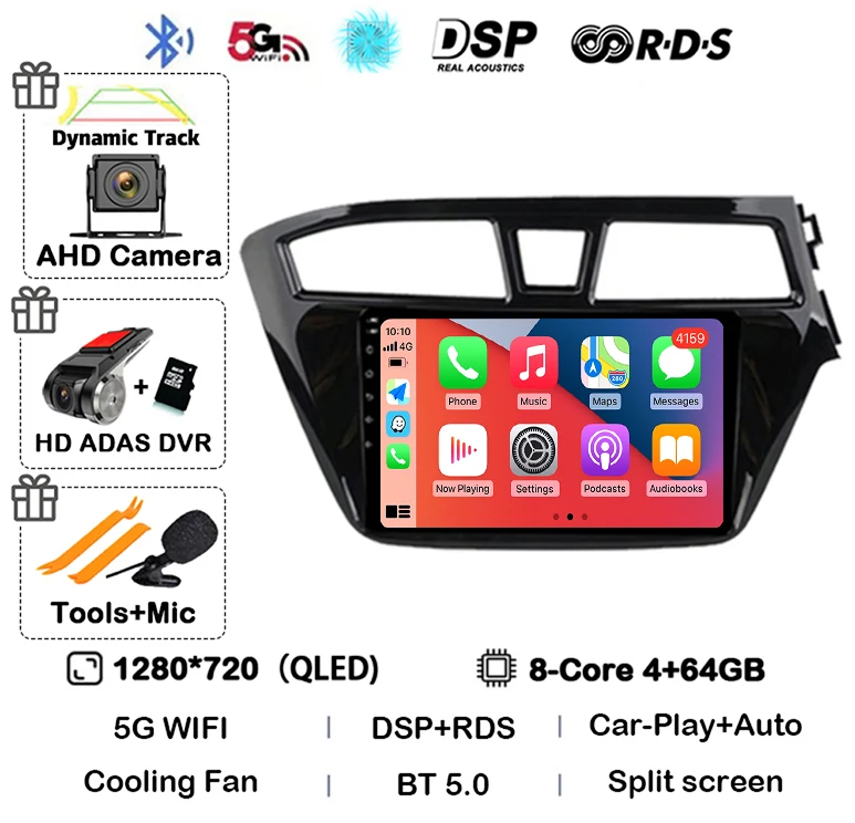 Android 16 Carplay Auto WIFI+4G For Hyundai I20 RHD 2015 2016 2017 2018 Car Radio Multimedia Player Stereo Head Unit 2din Audio image 3