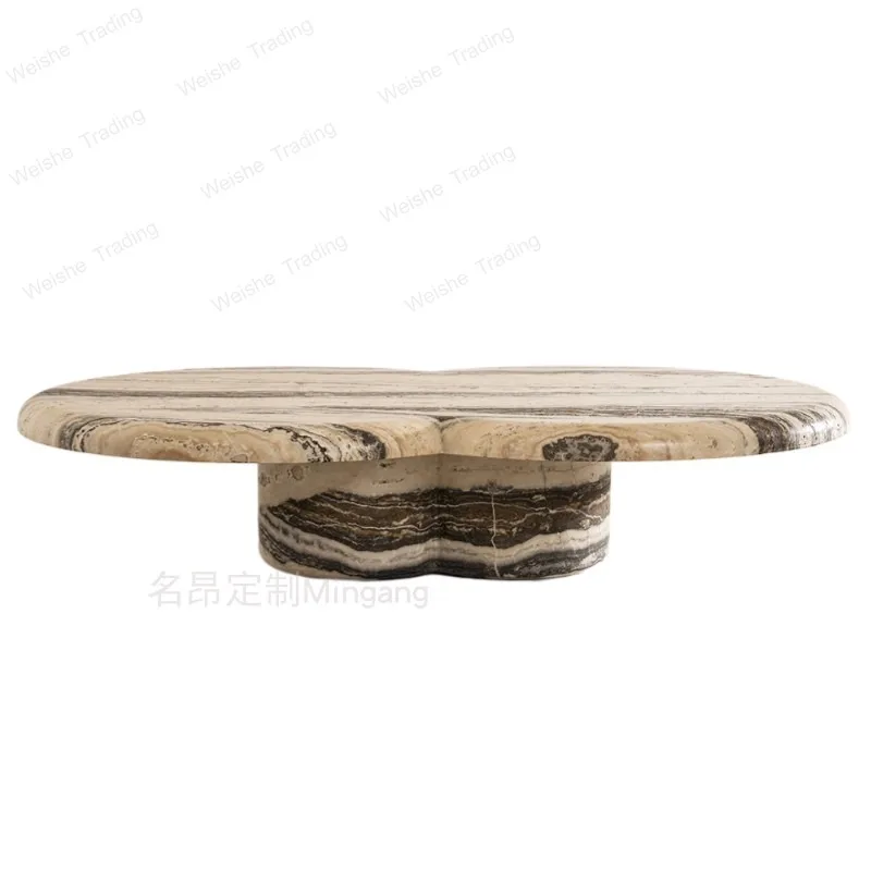 

French natural marble coffee table, living room high-end rectangular tea table, furniture